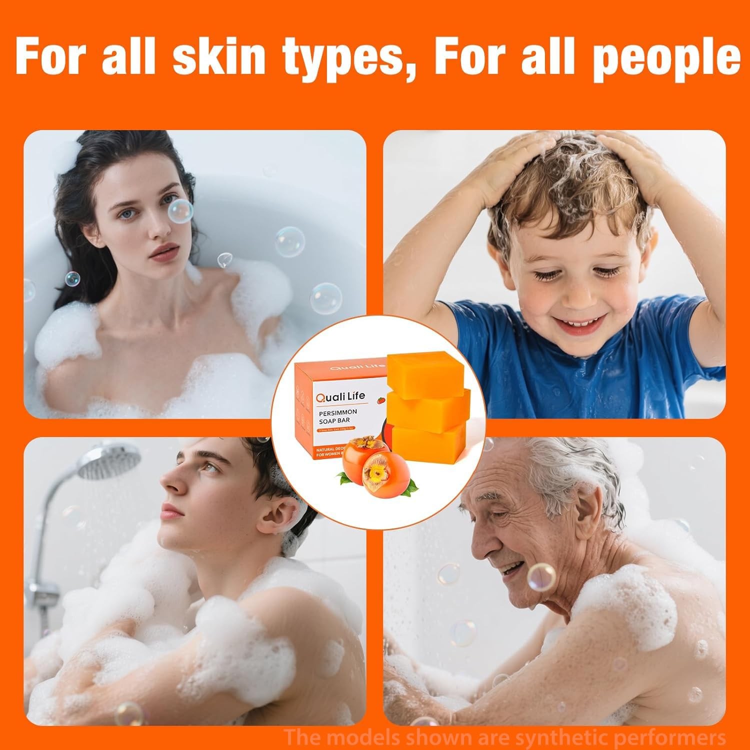 3 PCS Persimmon Soap Bar for Body Odor Control – Deodorizing & Eliminating Bo…