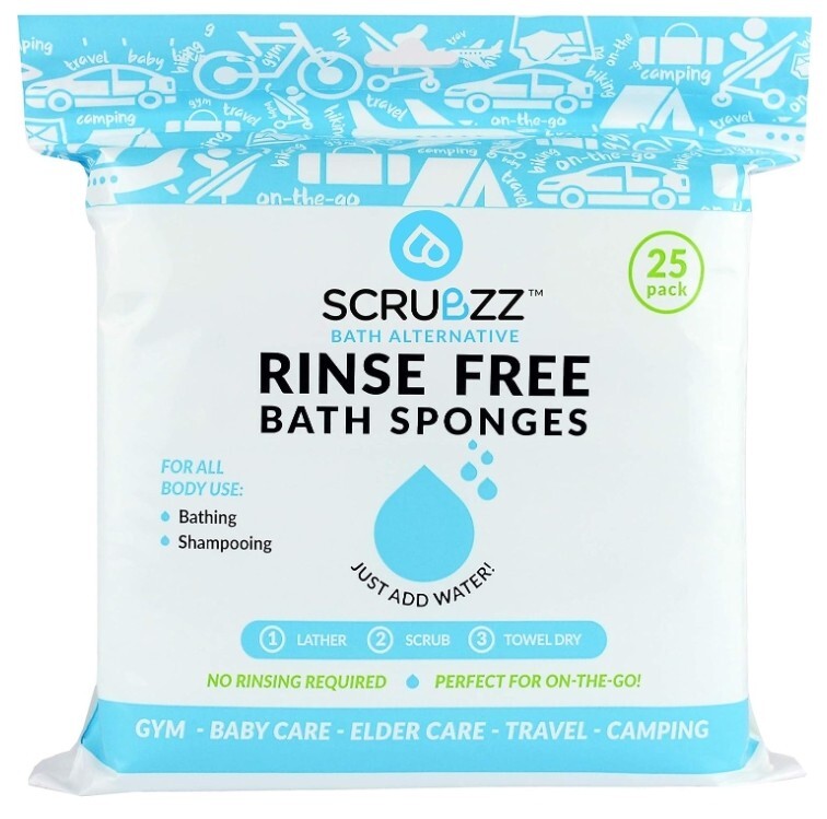 Scrubzz Disposable No Rinse Bathing Wipes – 25 Pack – All-In-1 Single Use Shower