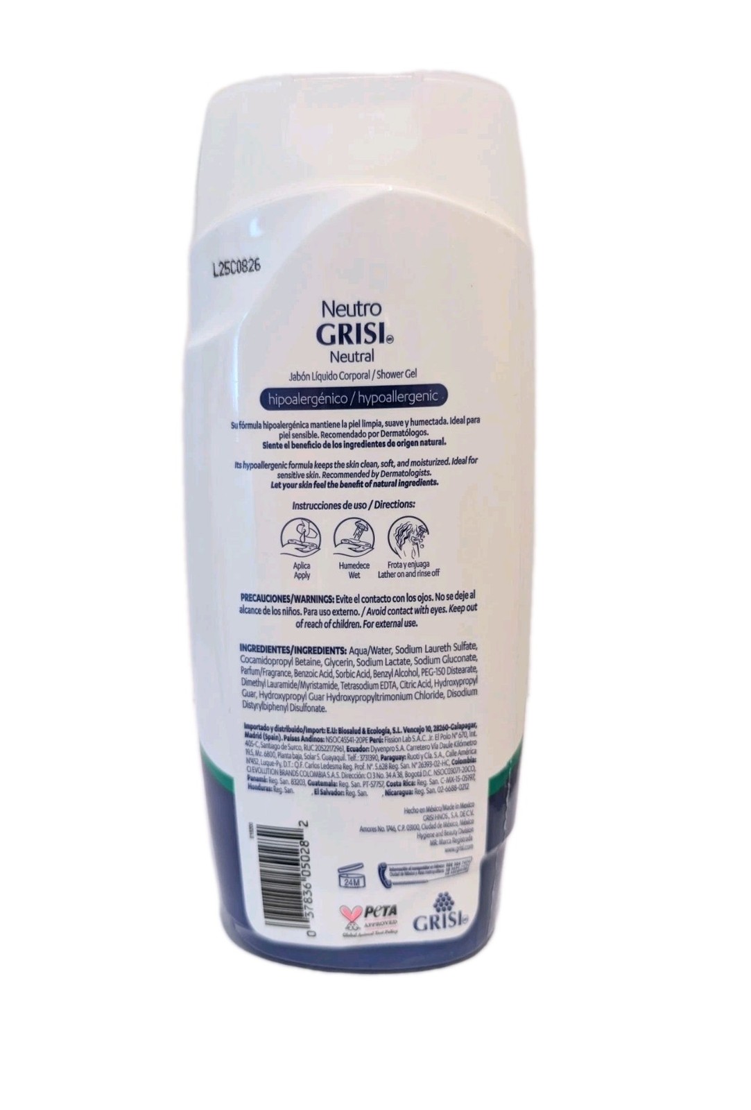 Grisi Neutral shower gel Hypoallergenic 15.2 fl oz, 400ml