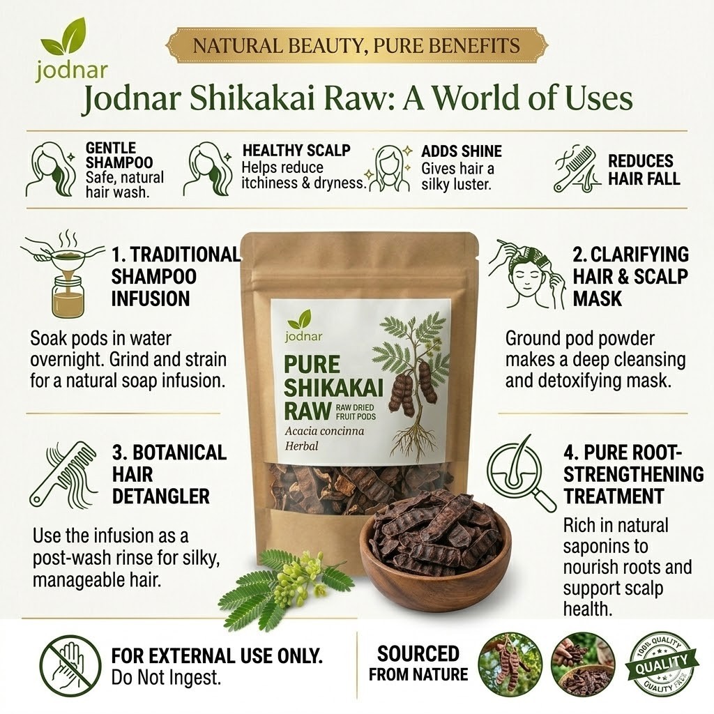 Jodnar Pure Shikakai Raw Pods 100g Natural Acacia Concinna Soap Pod Hair Wash