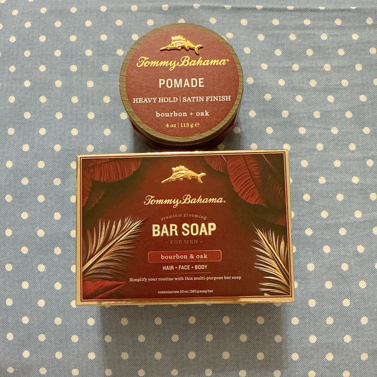 Tommy Bahama Set 2 Pcs For Men Bar Soap & Pomade Heavy Hold -Bourbon & Oak