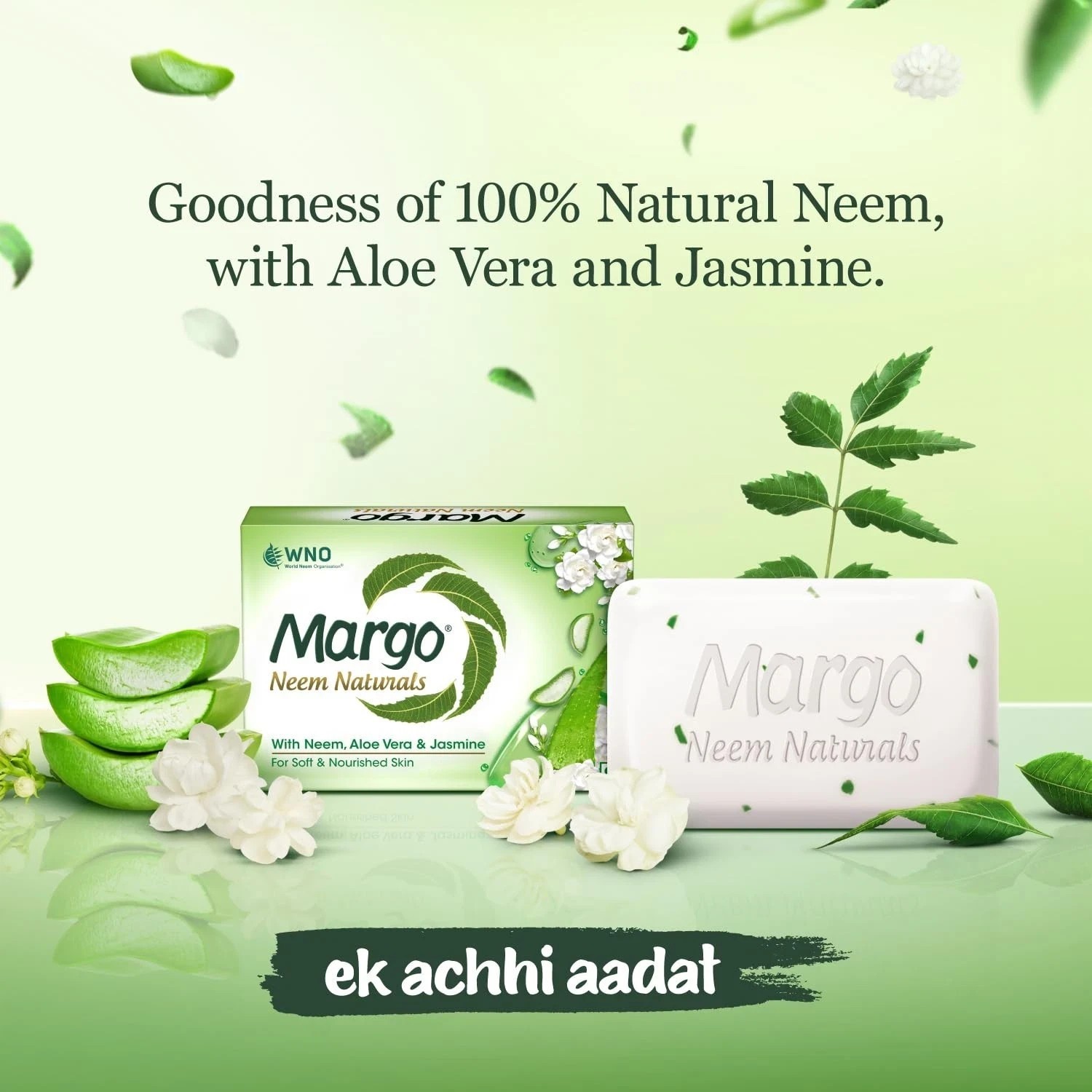 Margo Neem Naturals Soap for Soft Nourished Pack of 5x100g Each Pack for Unisex