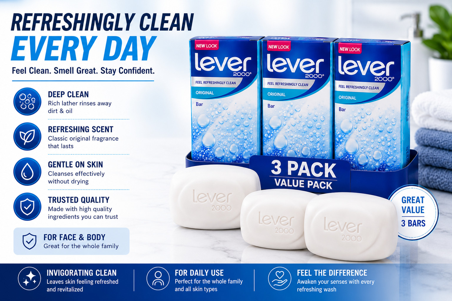 Lever 2000 Original Refreshing Bar Soap, 3.75 OZ 8 Count