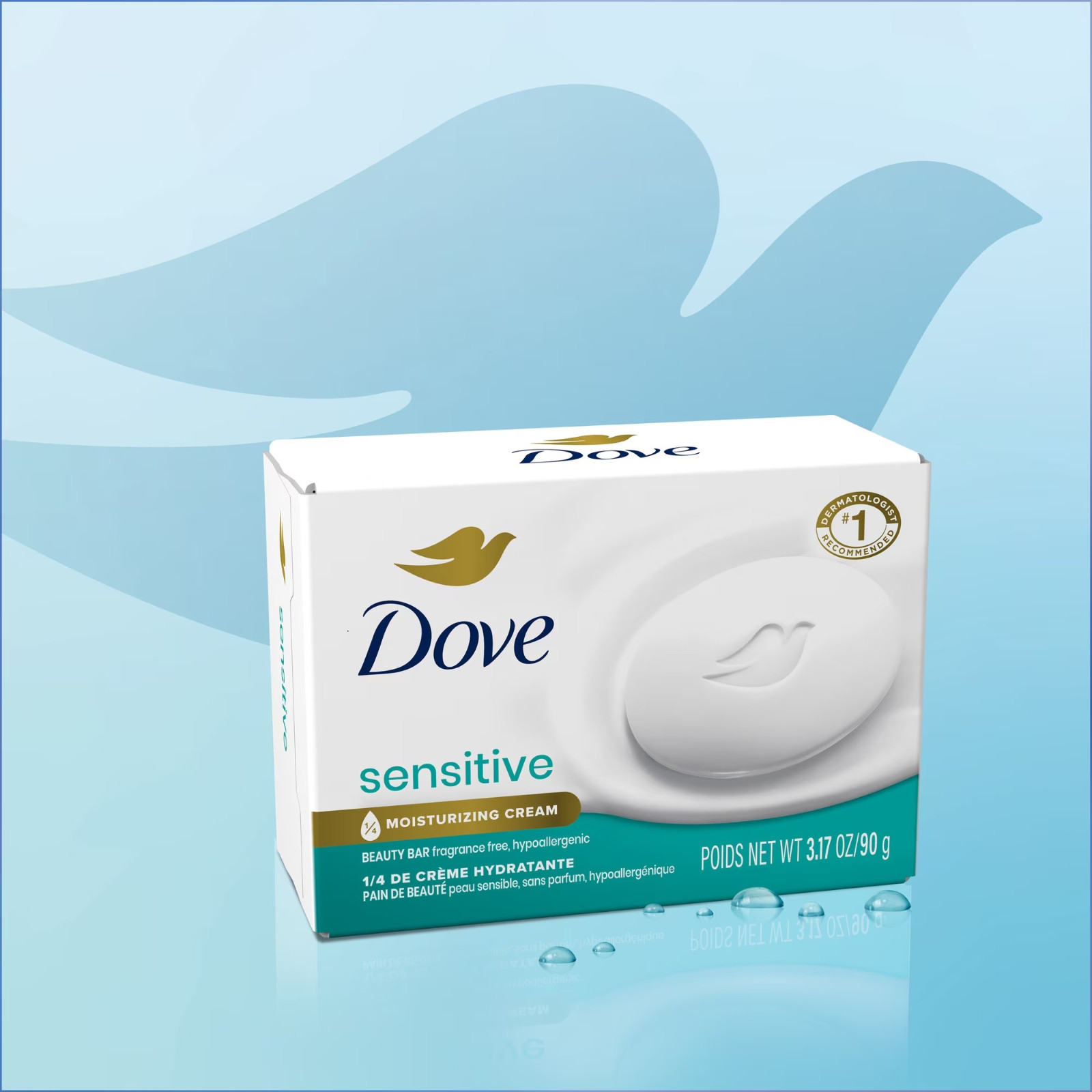 Beauty Bar Soap Sensitive, 8 Bars for Sensitive Skin, Fragrance Free and Hypoall