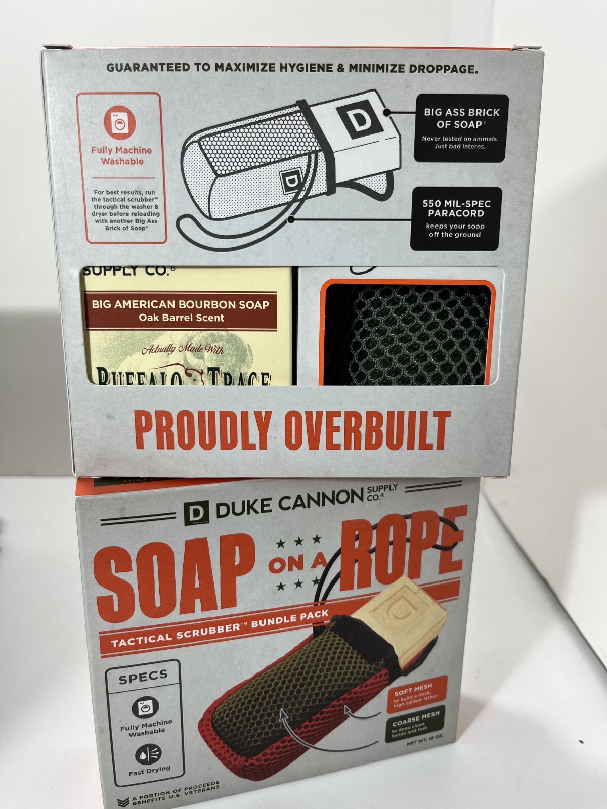 (2) Duke Cannon Soap On a Rope Tactical Scrubber Pouch + OAK BARREL BOURBON Soap