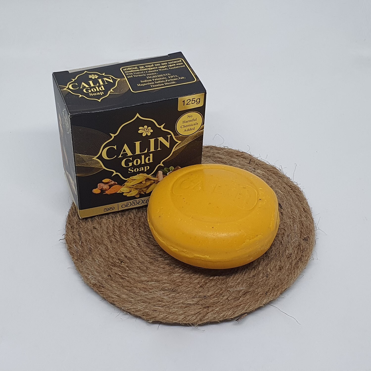 CALIN Gold Beauty Soap with Pure Natural Ceylon Turmeric Venivel Sandalwood 125g