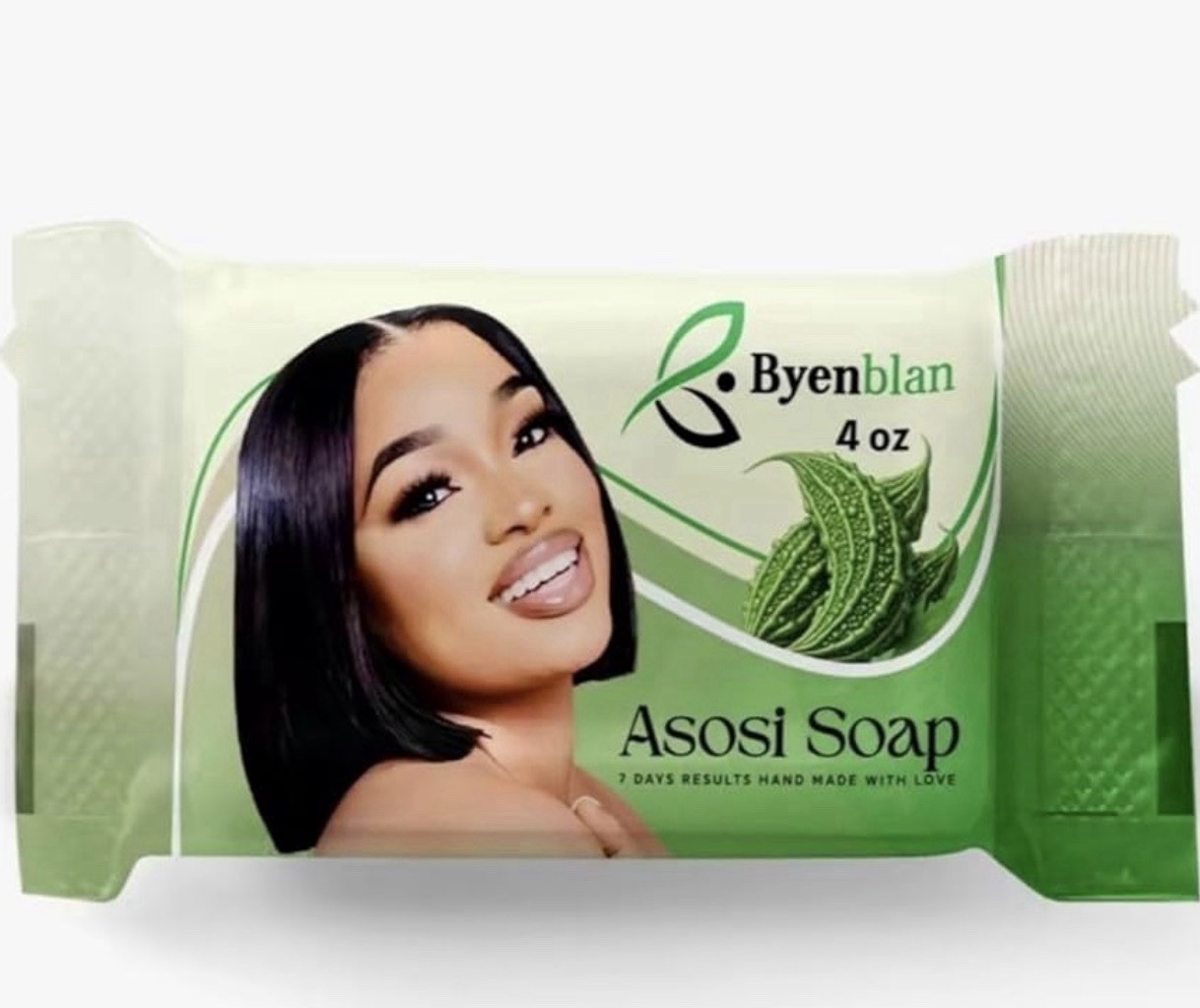 Byenblan Asosi Soap Green Herbal Body Face Bar 4 oz Rectangular Hand Made