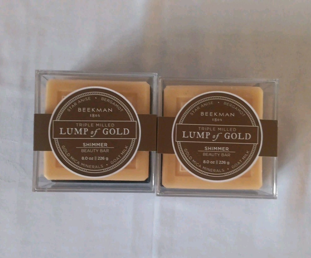 2 Beekman 1802 Lump of Gold Shimmer Beauty Bar Triple Milled 8 oz. New Sealed