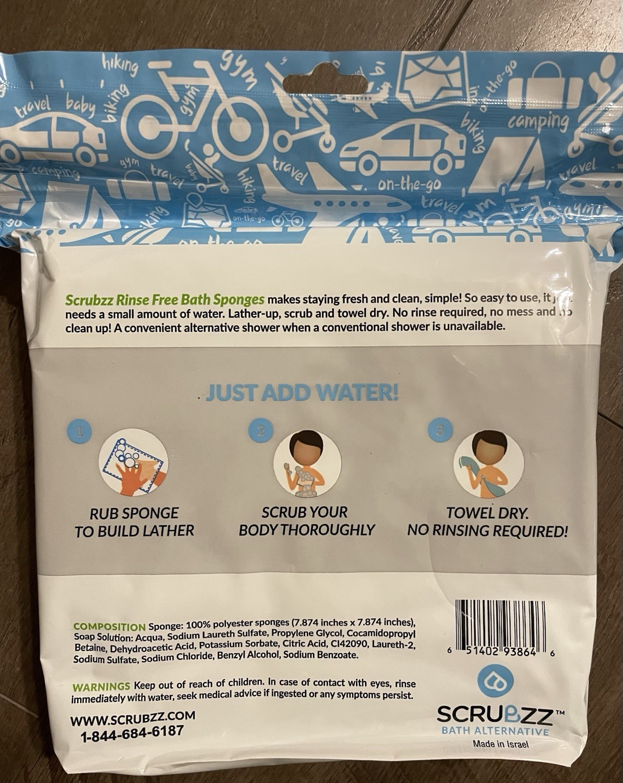 Scrubzz Disposable Rinse Free Bathing Wipes 25 Pack All-in-1 Single Use Shower