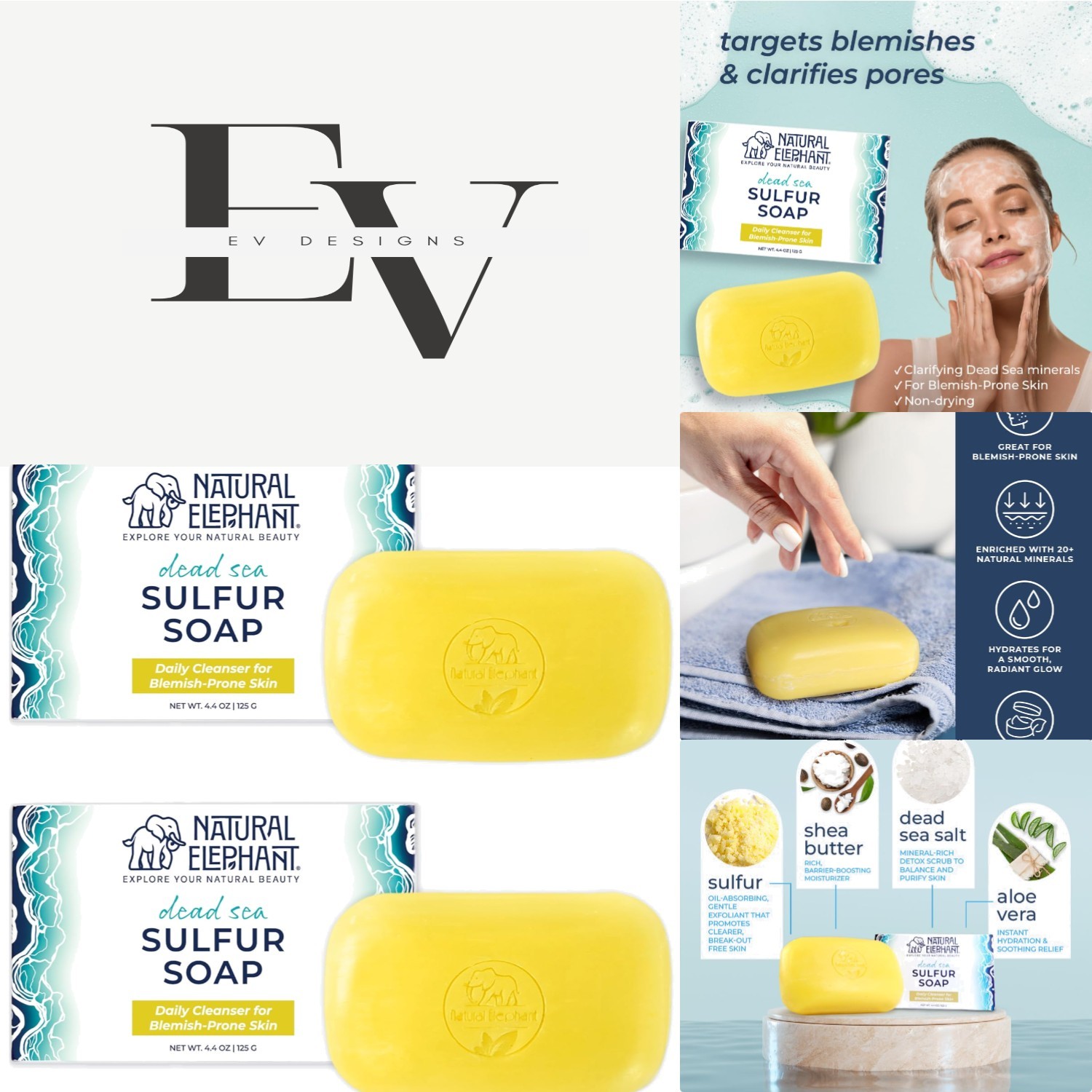 Sulfur & Aloe Vera Soap 2 Pack – Unscented Dead Sea Cleanser for All Skin Types