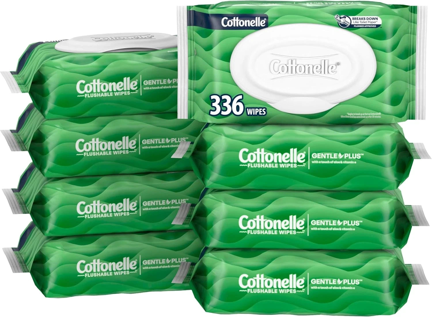 Cottonelle GentlePlus Flushable Wipes with Aloe & Vitamin E, 336 Total Wipes