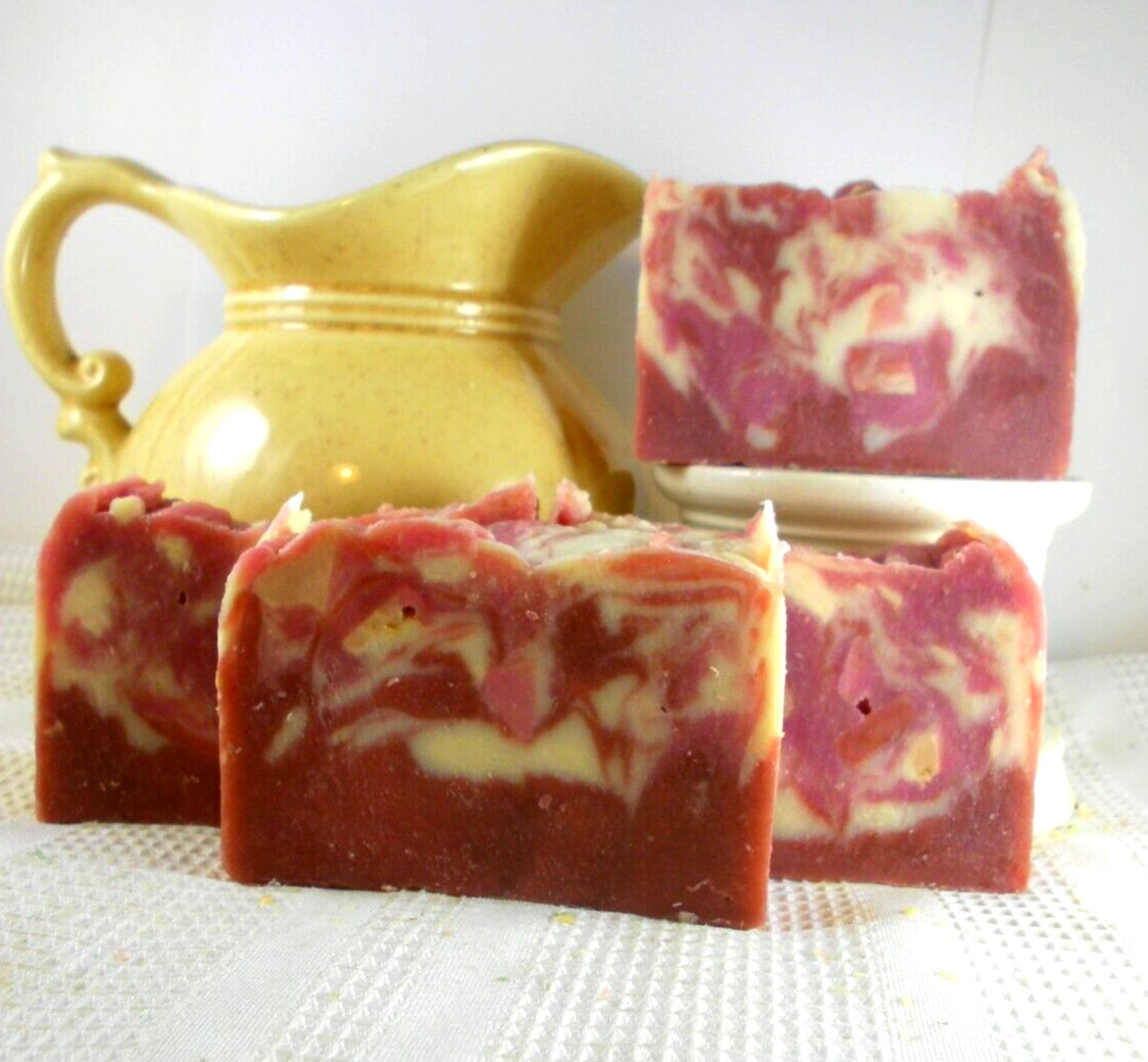 Cranberry Pomegranate Honey Goat Milk Soap, Natural Organic Homemade Handmade