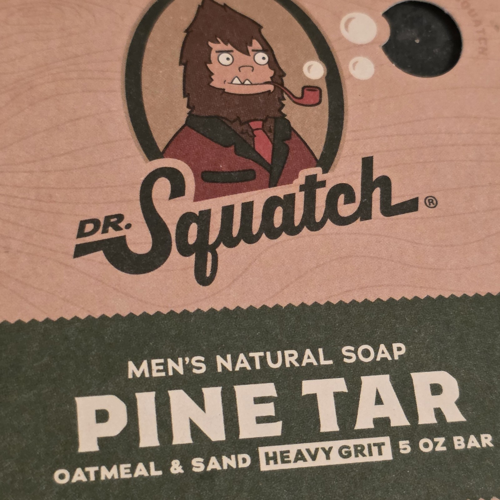 Dr. Squatch Men’s Natural Bar Soap Heavy Grit-Pine Tar, 5 oz bar, oatmeal & sand