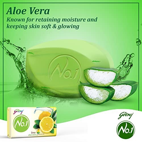 Godrej No.1 Lime Aloe Vera Soap 150g Long Fragrance Grade 1 Bath Bar Pack 4 FS