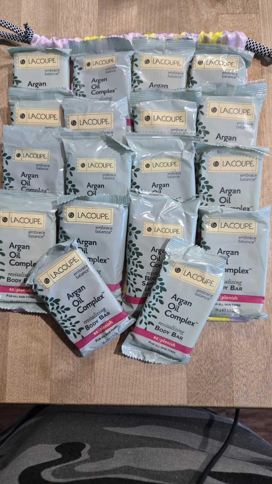 New Lot Of 18 LaCoupe Embrace Balance Argan Oil Complex Revitalizing Body Bars