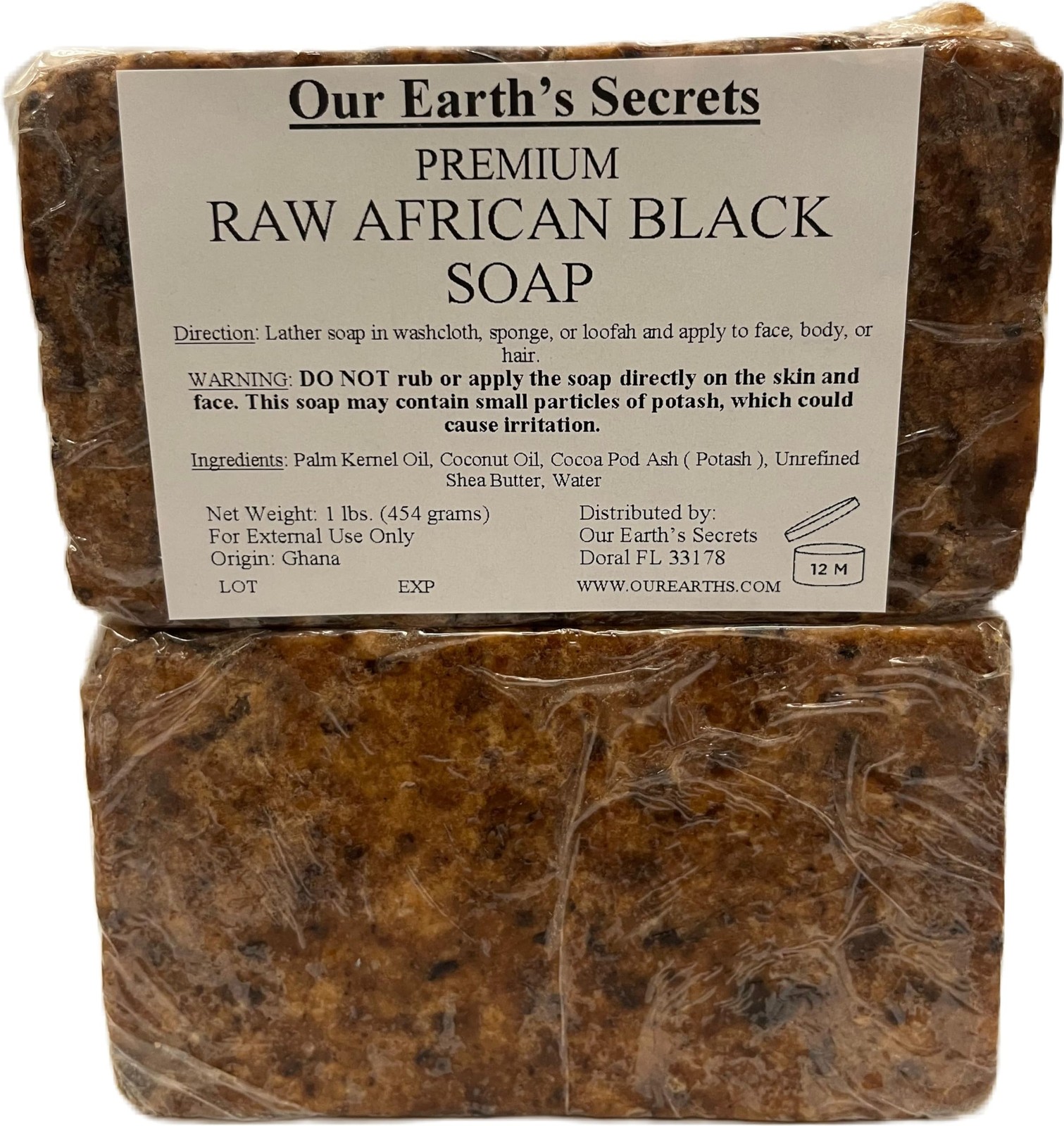 Our Earth’s Secrets Raw African Black Soap, 1 lb. 16 Ounce (Pack of 1)