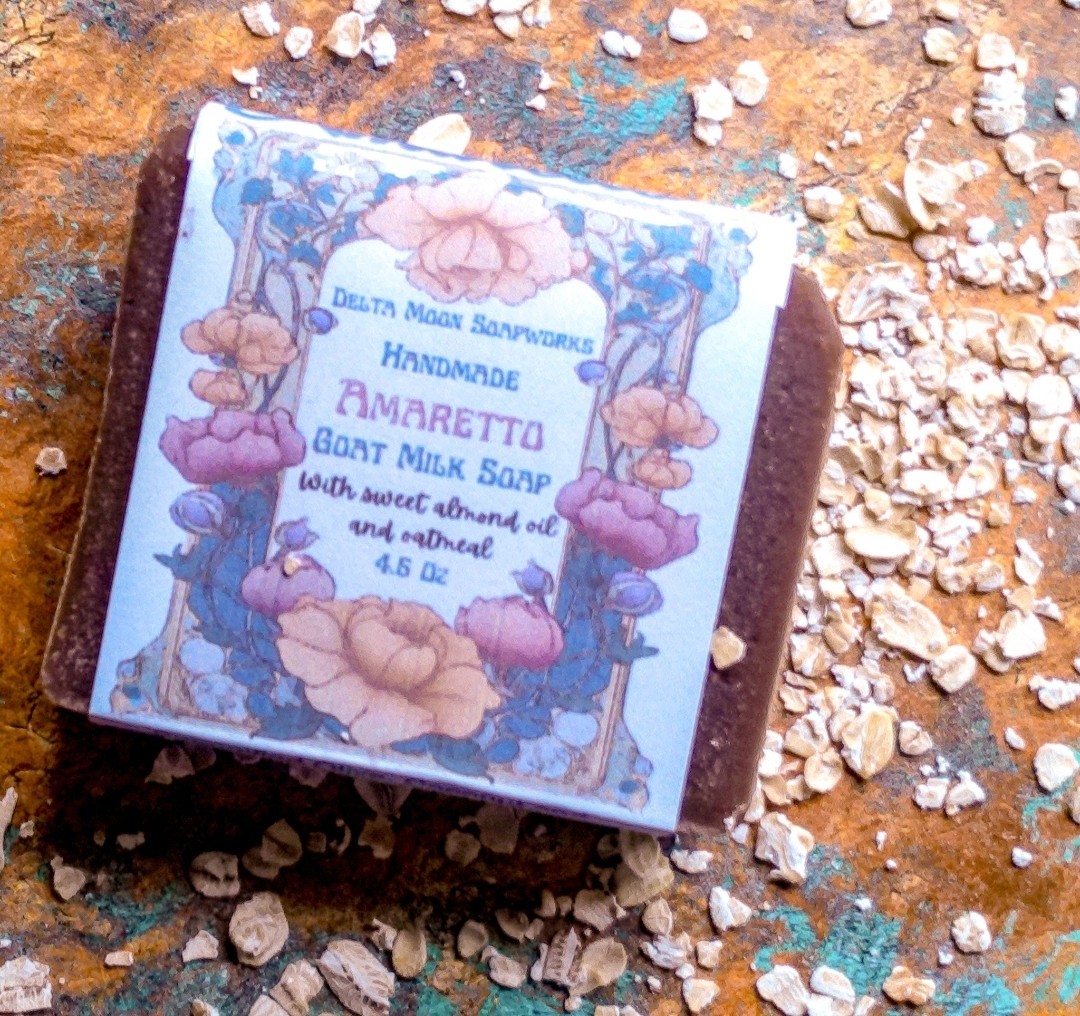 Handmade Amaretto Goat Milk Soap, Oatmeal, + samples, ships fast