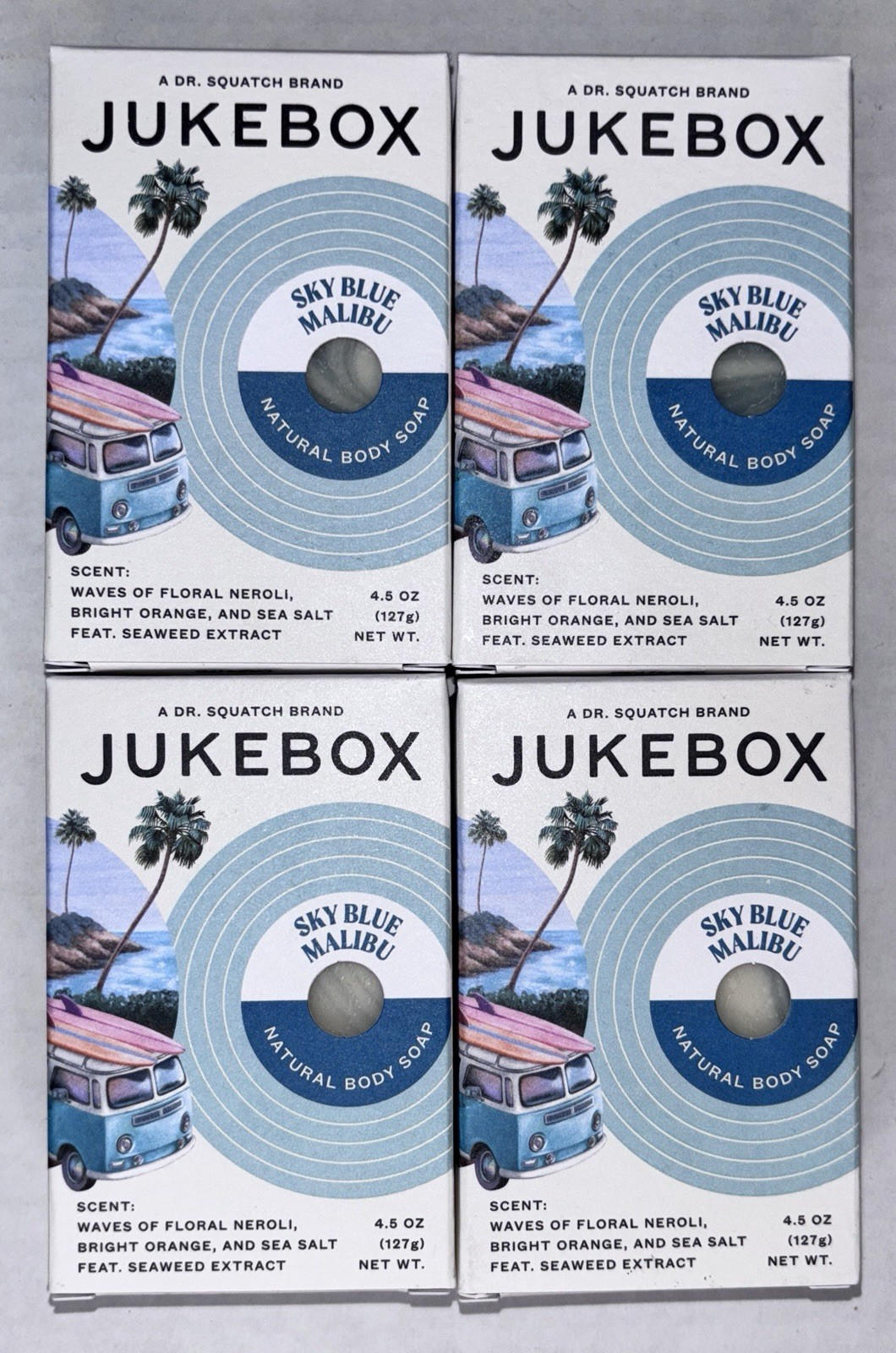 Jukebox Sky Blue Malibu Natural Bar Soap 4.5 oz Lot Of 4