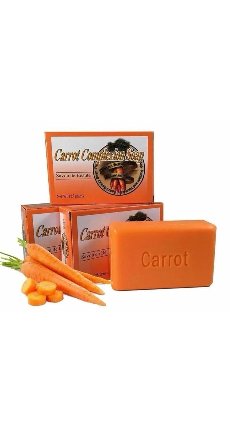 Carrot Complexion Soap Bar Savon de Beaute 125 g Body Orange Rectangular pack 12