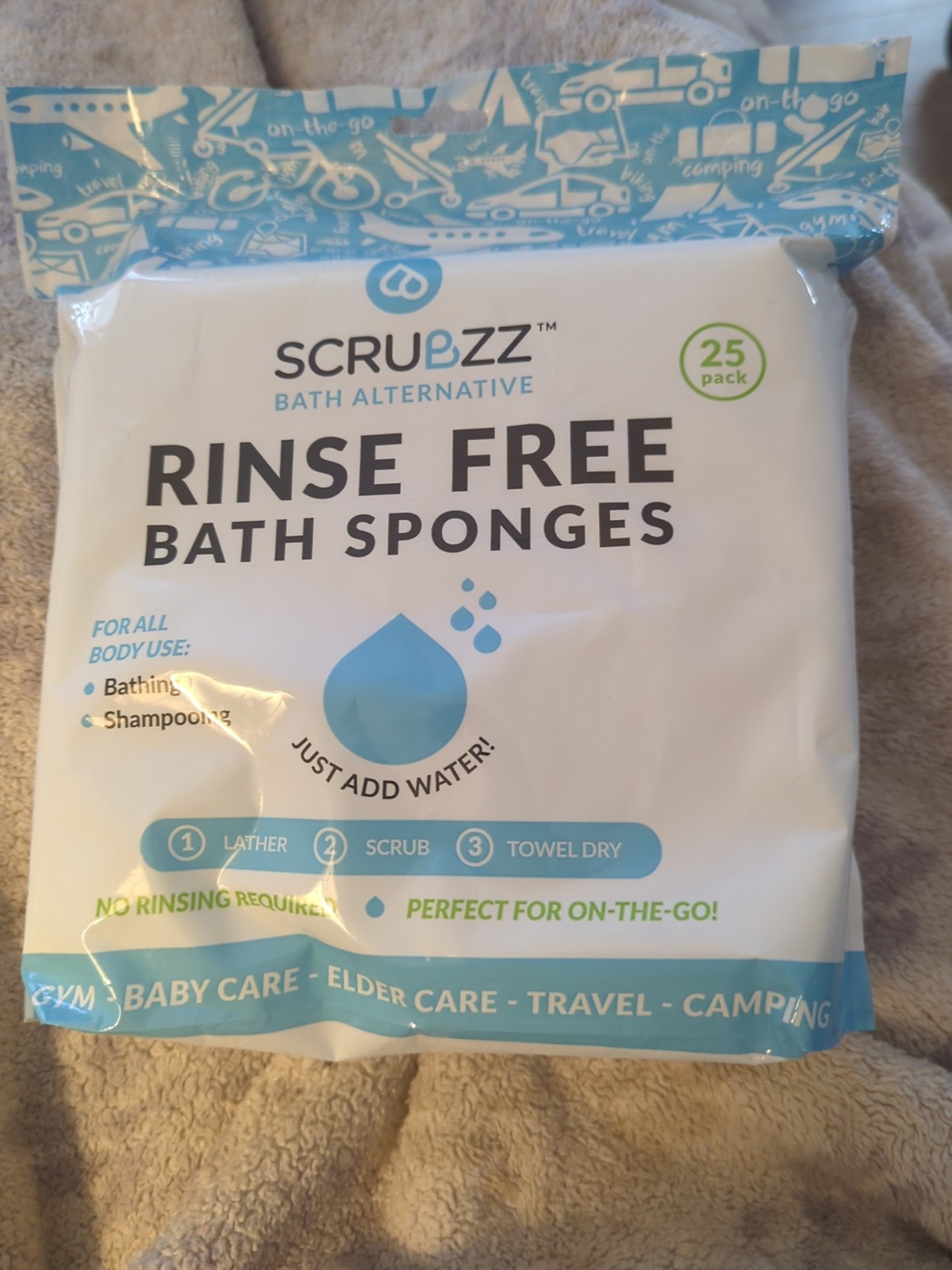 Scrubzz Disposable No Rinse Bathing Wipes 25 Pack All In 1 Shower Elder Care