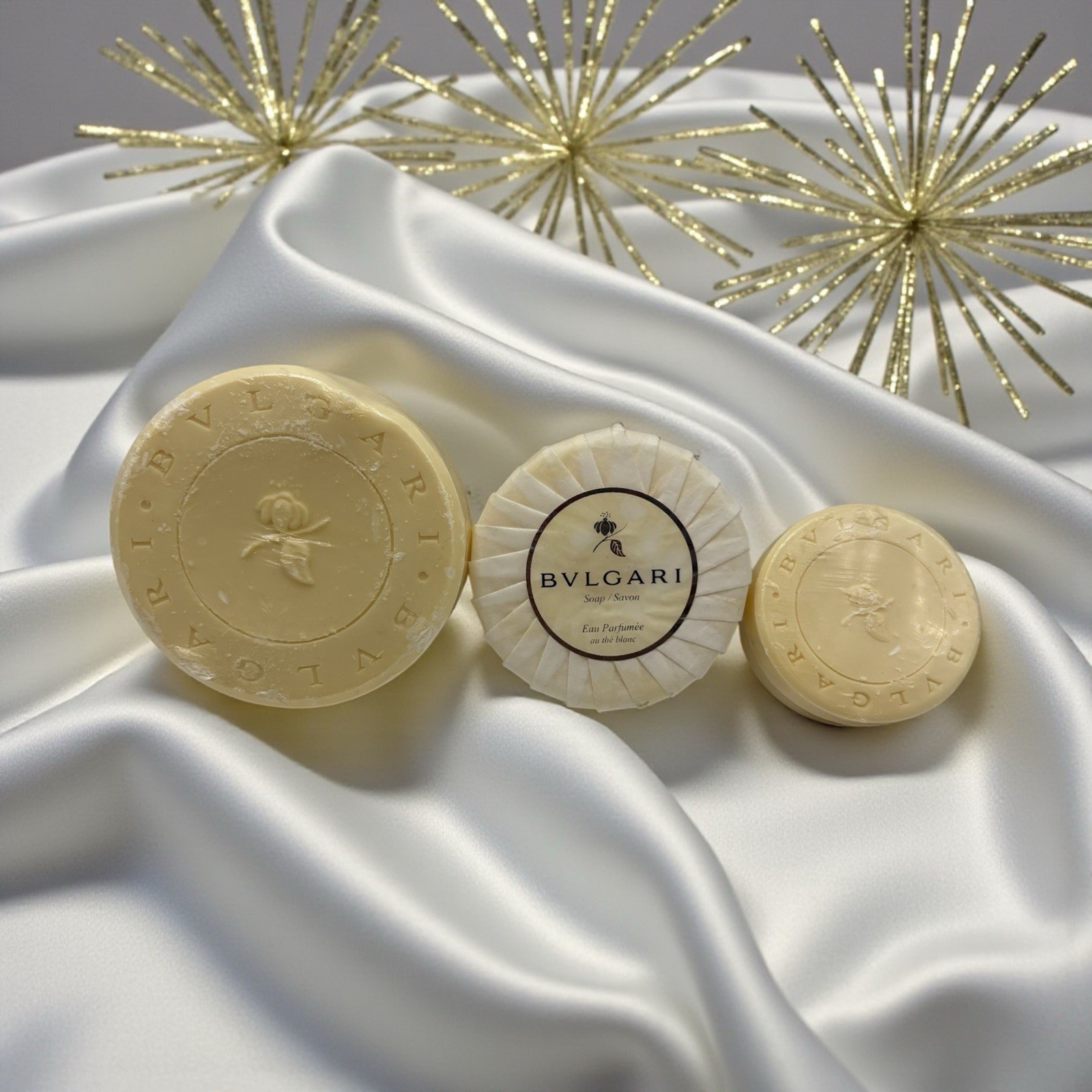 Lot of 2 Bvlgari ~ Au the Blanc (White Tea) Savon Soaps Sealed 5.3oz. + 1.76oz.