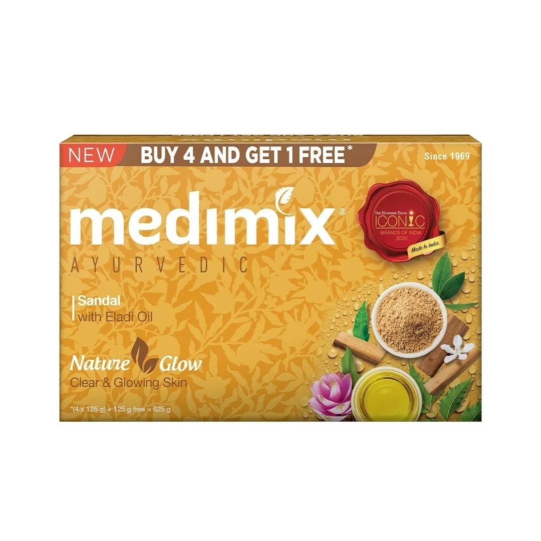 Medimix Ayurvedic Sandal Bathing Soap Pack of 5x125g Each Packs For Unisex v235