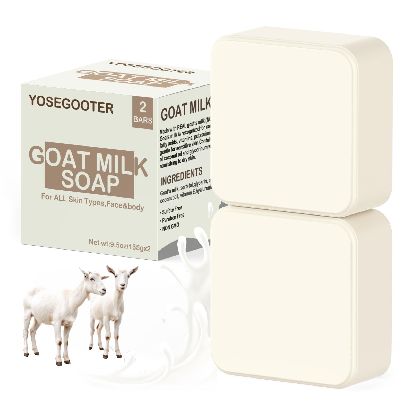 Goats Milk Bar Soap, Natural &Body Bath Moisturizing Soap Bar, Gentle on Sens…