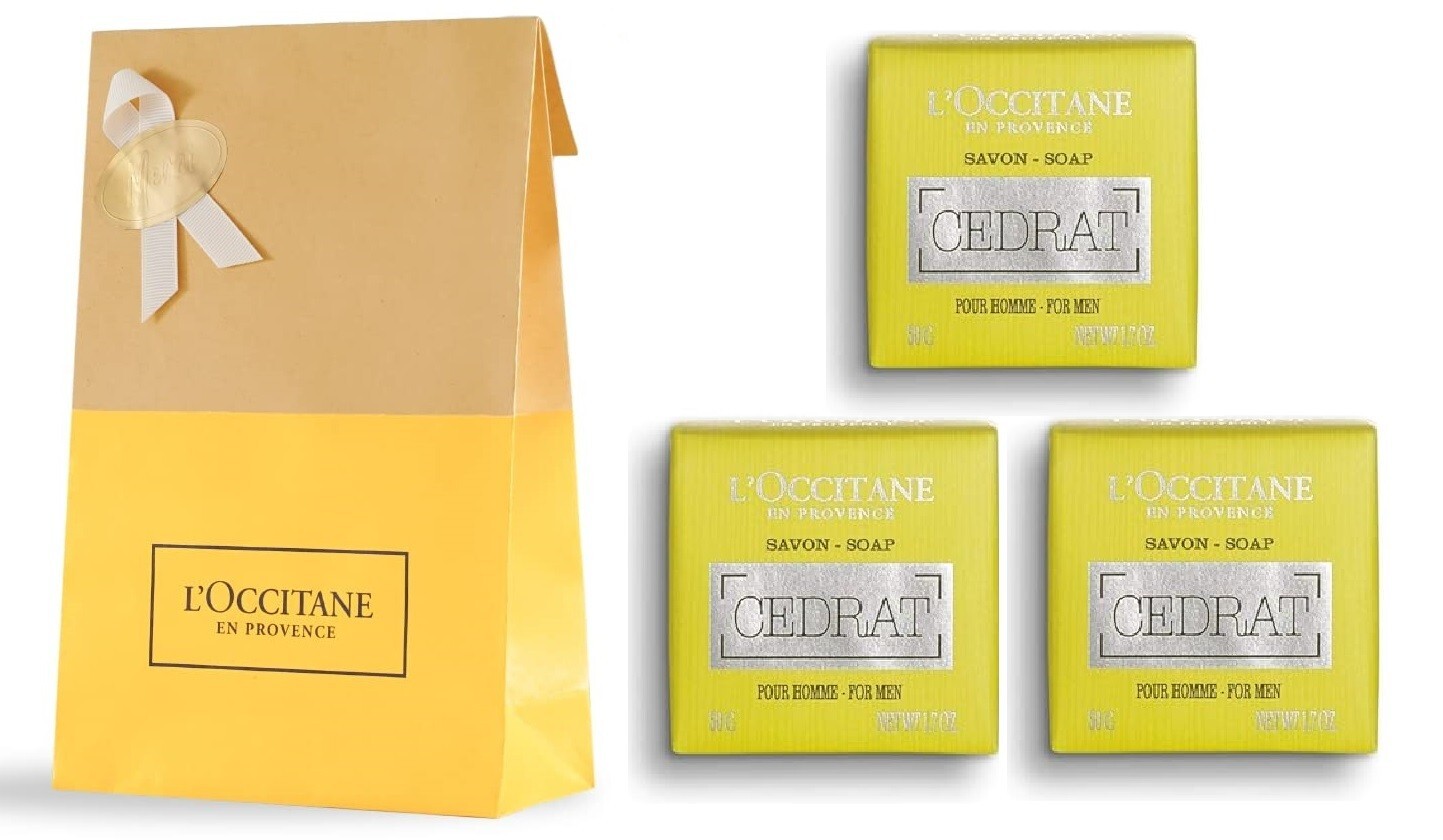 3 pc L’Occitane En Provence CEDRAT Perfumed Frenh Milled Men’s Soap 3X1.7 oz NIB