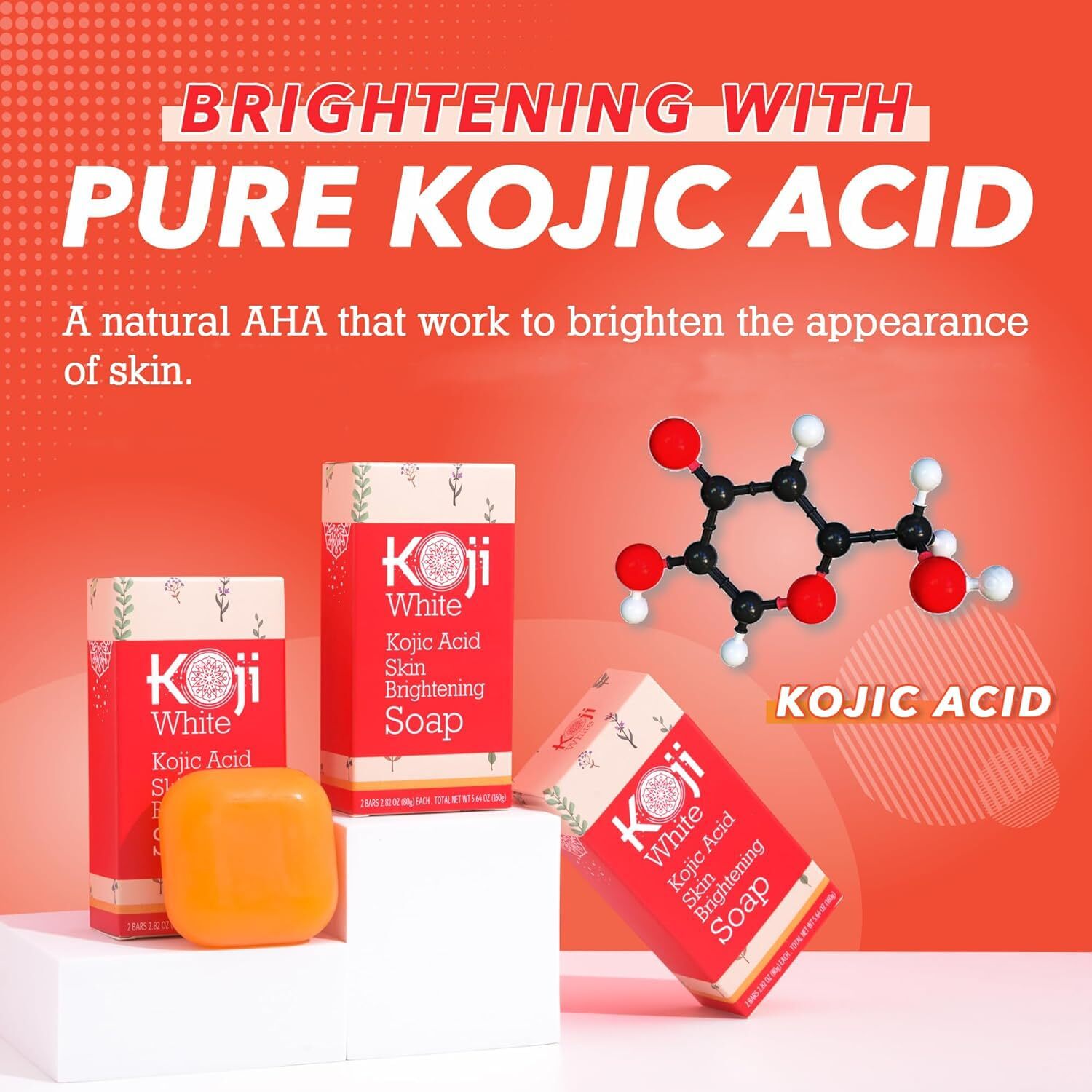 Pure Kojic Acid Skin Brightening Soap for Glowing & Radiance Skin, Dark Spots,