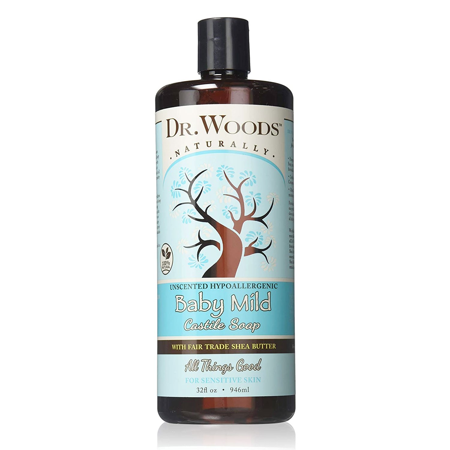 Dr Woods Shea Vision Pure Castile Soap Baby Mild Organic Shea Butter 32 Oz. 2/pk