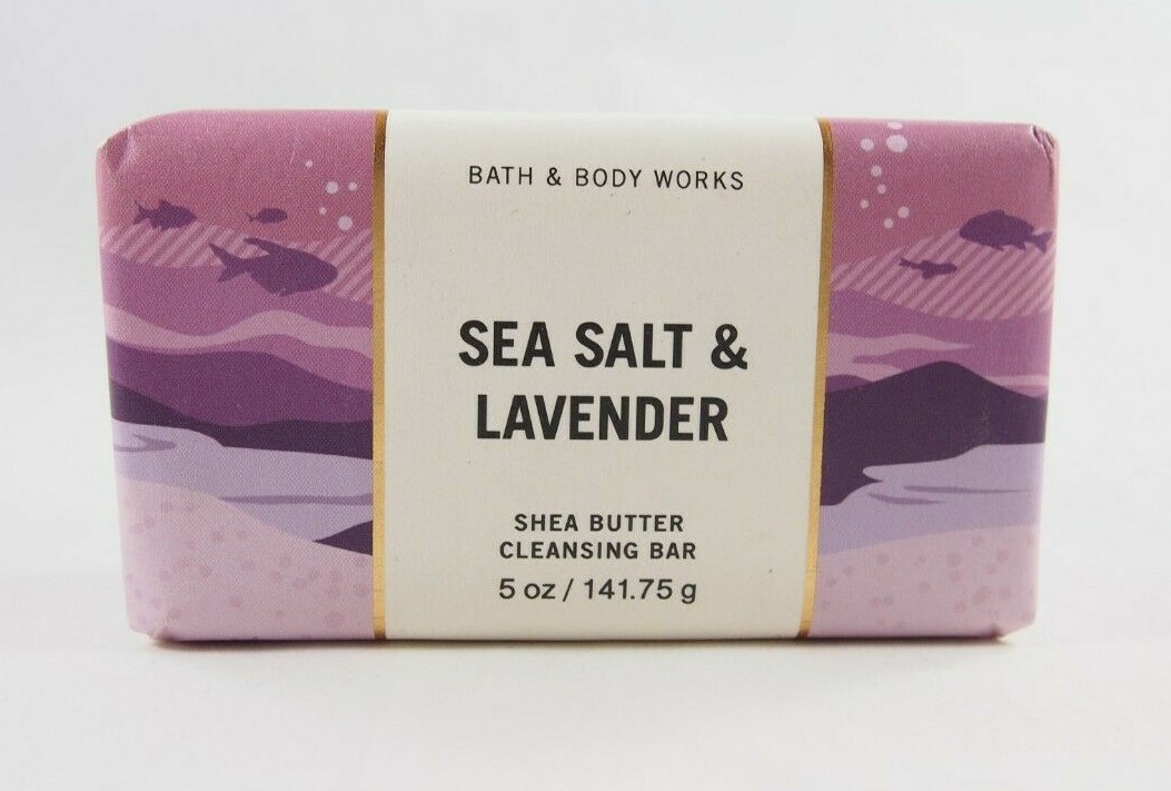 (3) Bath & Body Works Purple Sea Salt Lavender Shea Butter Cleansing Bar 5oz