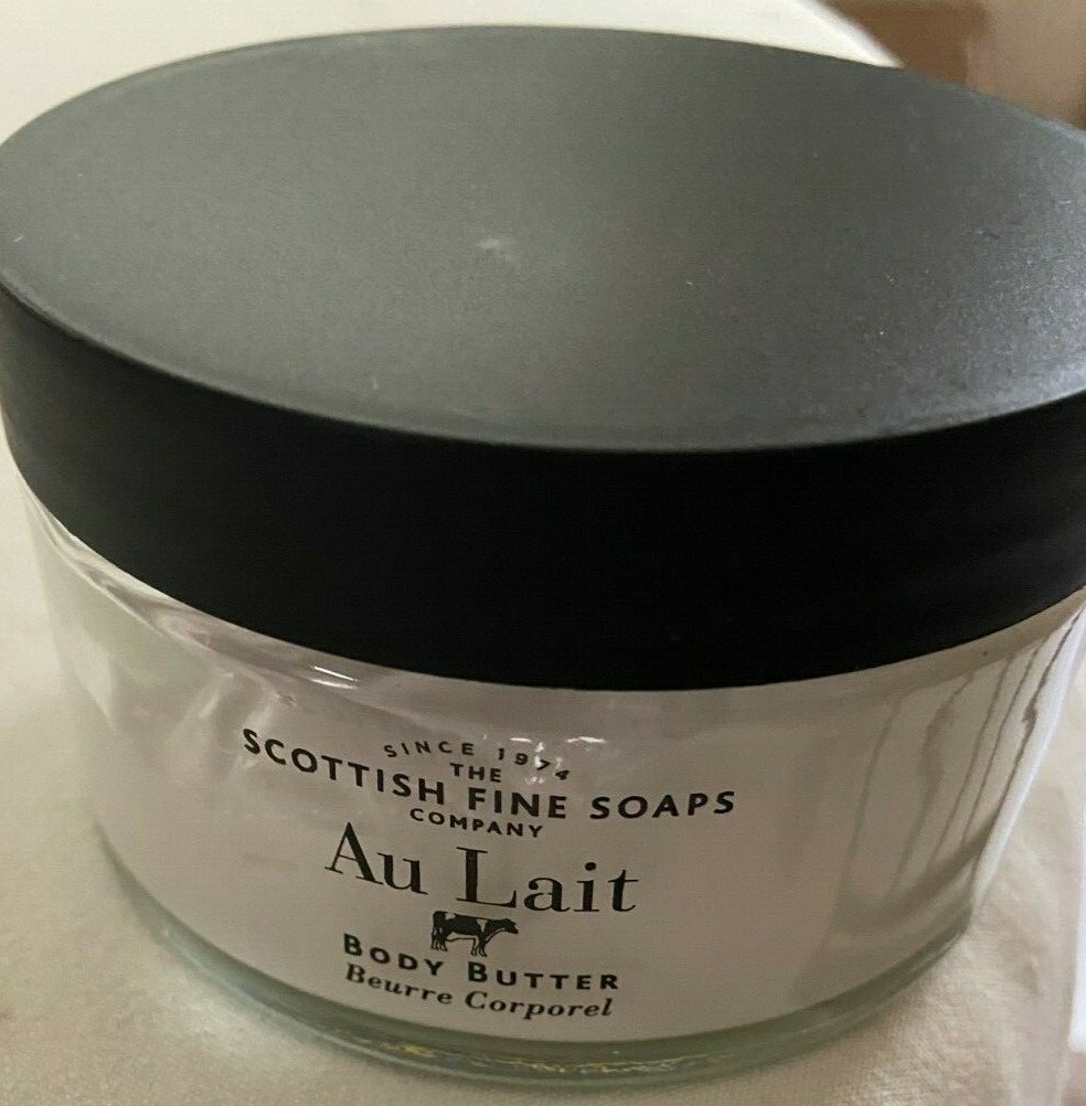 SCOTTISH FINE SOAPS CO. AU LAIT BODY BUTTER 7OZ GLASS JAR 2 pk NEW