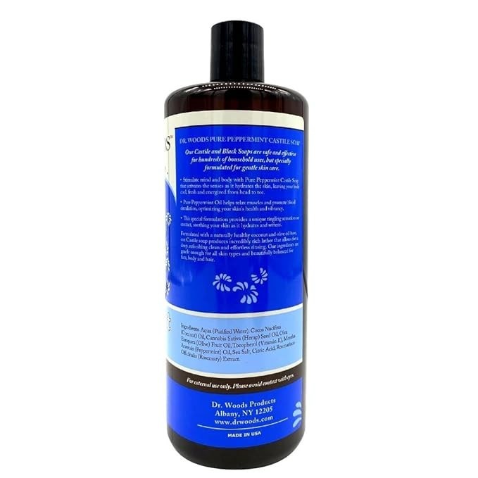 Dr. Woods Pure Peppermint Castile Soap Liquid 32 oz All Natural 3 PACK 96oz Lot
