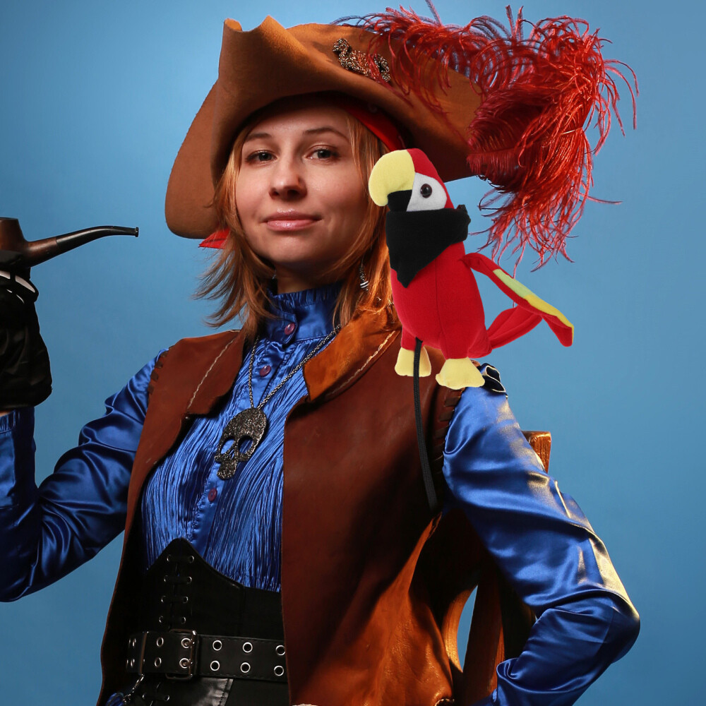 Pirate Parrot Cartoon Parrot For Shoulder Halloween Cosplay Parrot Stuffed Toy