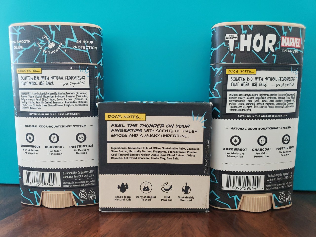 3 Pack – DR. Squatch Thor Men’s Aluminum Free Deodorant 2.65 fl oz – Soap 5oz