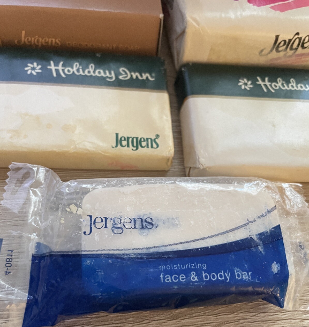 Vintage Jergens Bar Soap Lot 5 piece Hotel Size Mixed x 4 Full Size Mild x 1