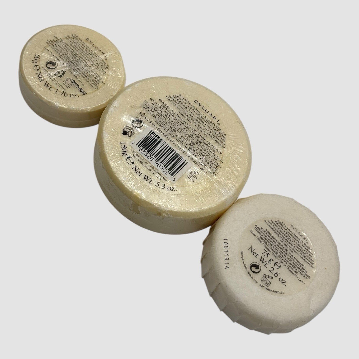 Lot of 2 Bvlgari ~ Au the Blanc (White Tea) Savon Soaps Sealed 5.3oz. + 1.76oz.