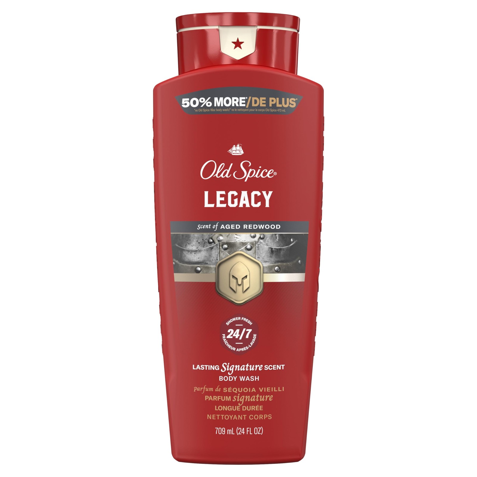 Old Spice Body Wash for Men, 24/7 Shower Fresh & 24 Ounce (Pack of 1), Red