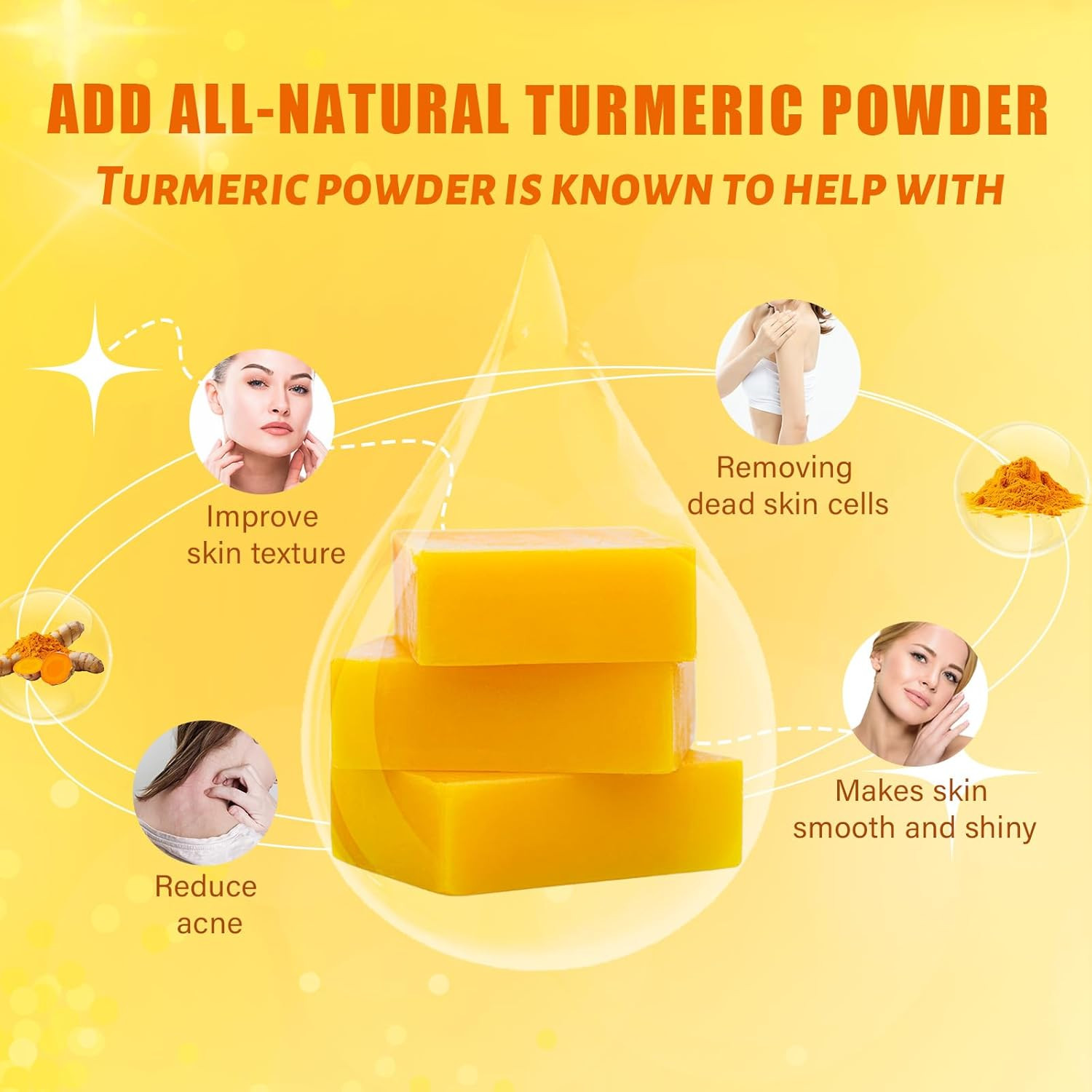 3 Pack Turmeric Soap Bar for Face & Body Cleanser, Organic Turmeric Soap, Smooth