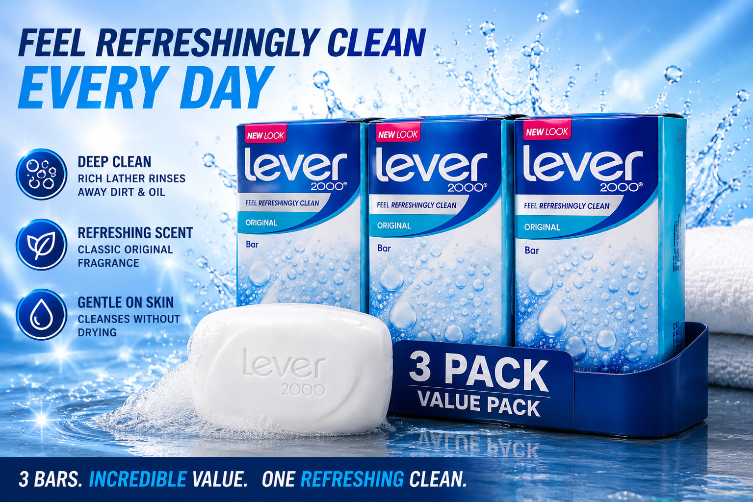 Lever 2000 Original Refreshing Bar Soap, 3.75 OZ 8 Count