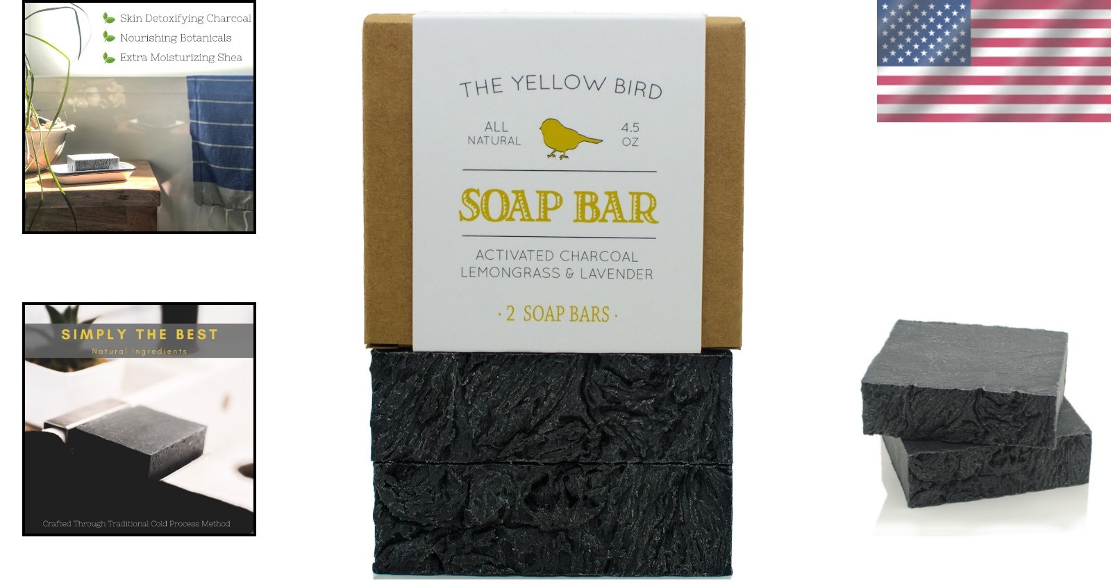 Handcrafted Natural Charcoal Soap – Effective Acne Solution (2 Bars, 4.5 oz)