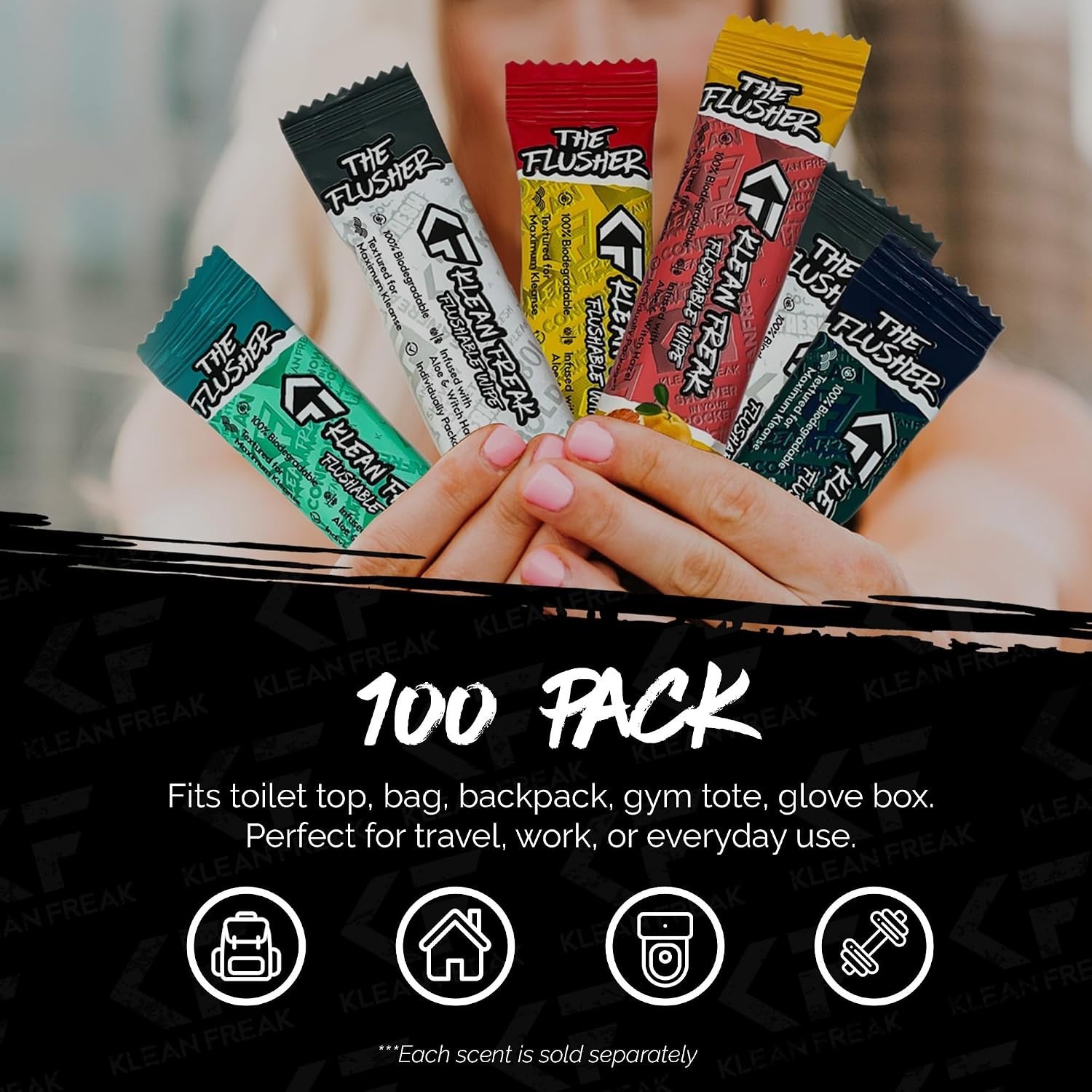 Portable Flushable Wipes – Individually Wrapped, 100 Ct