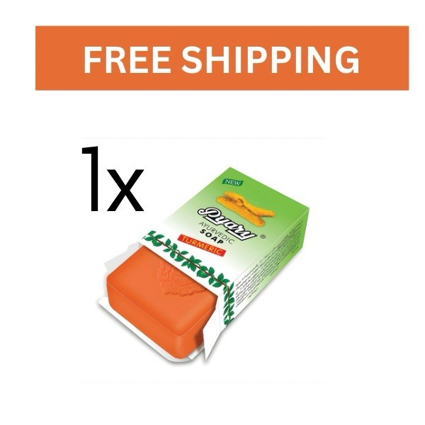 1X Pyary Ayurvedic Soap Turmeric Natural 75g Made In India صابون الكركم