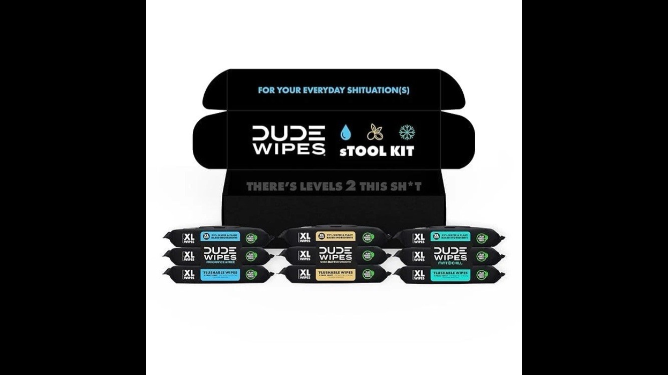 DUDE Wipes Flushable Wipes Variety sTOOL Kit Gift Set for Him – 9 Packs