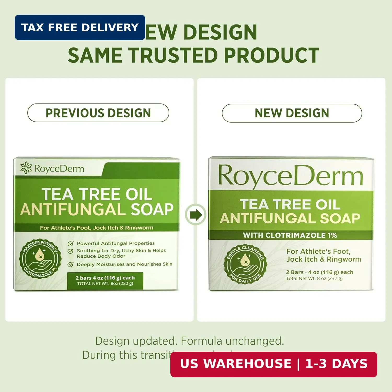 Roycederm Antifungal Bar Soap – Tea tree Oil Soap – Athlete’s Foot Treatment for