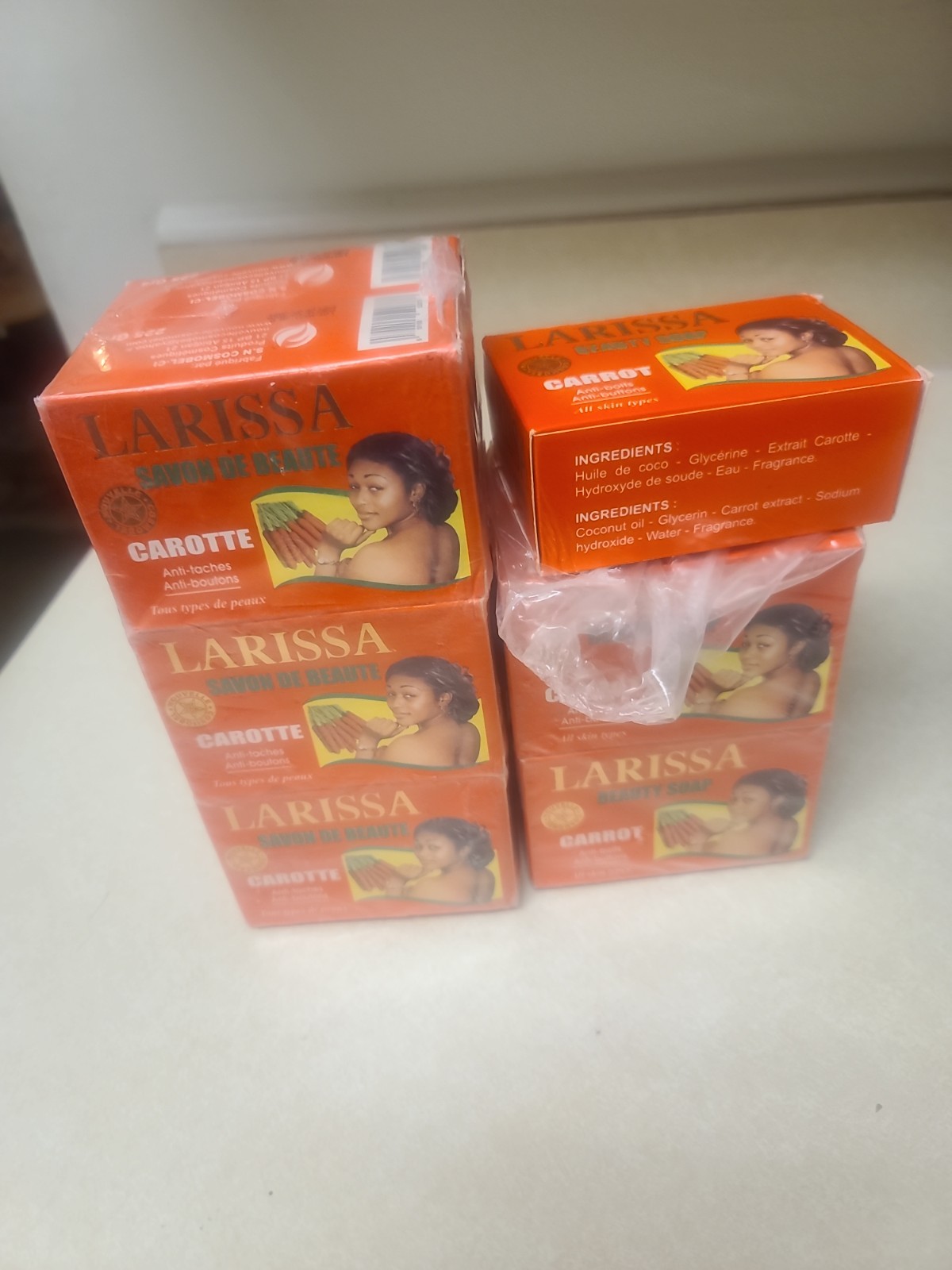 Larissa Lightening Brightening Carrot Beauty Soap All Skin Types Pack of 6