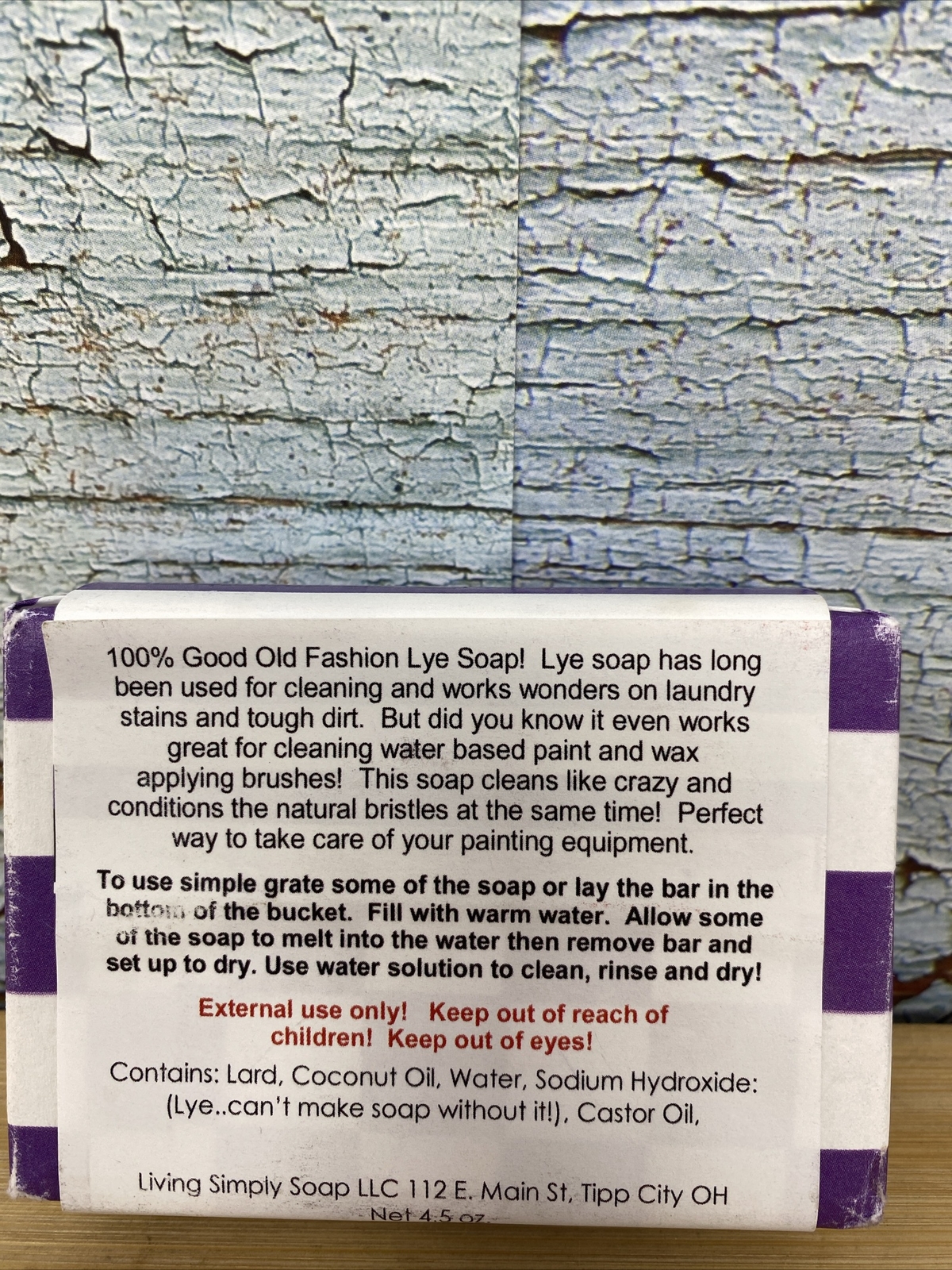 Big Fat Lye Soap Bar The Purple Painted Lady Cleaning Paint Brushes 4.5oz