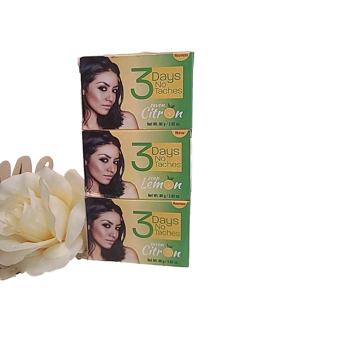 (Pack of 3) 3 Days No Taches Lemon Soap 80g each 2.82.oz