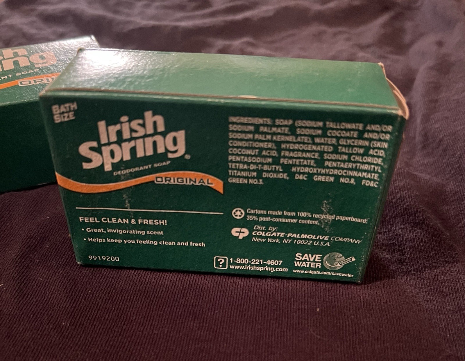 Lot of 2 Vintage IRISH SPRING Deodorant Bath Size Soap 5 oz Bar Skin Conditioner
