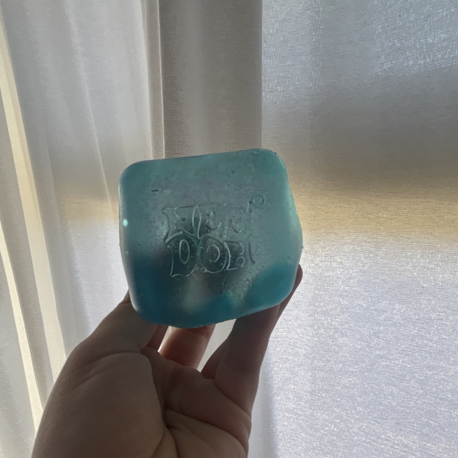 3 Needoh cubes two pink and blue glitters and one clear pink ice cube 100% real